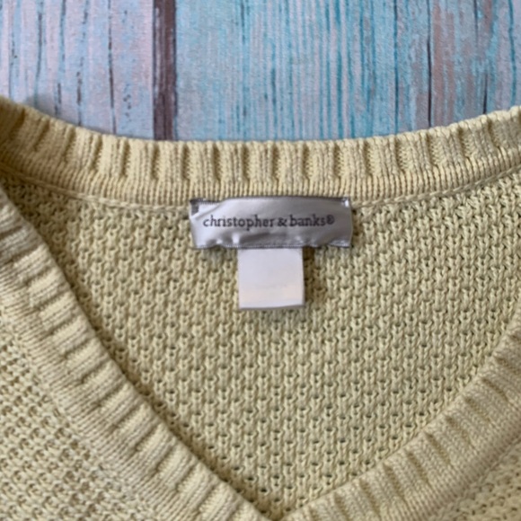 Christopher & Banks Light yellow v neck Sweater - Picture 7 of 9
